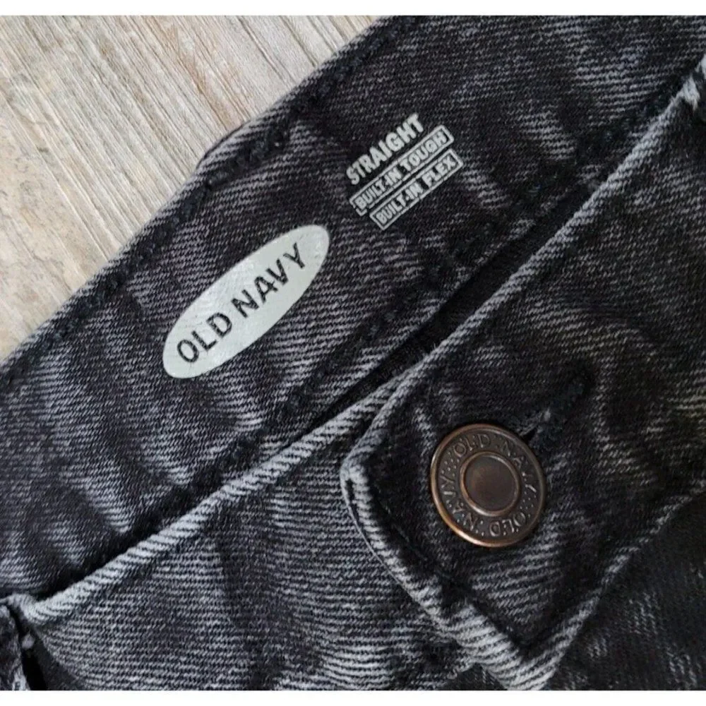 Old Navy Men's 33X32 90's Straight Built-In Flex‎ Tough Jeans Black Charcoal